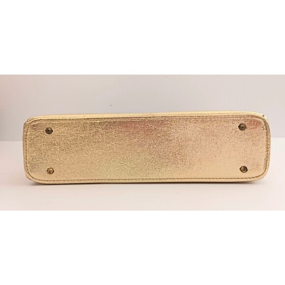 VTG 60s JR Florida USA Gold Lame Tote Tortoise Lucite Double Ring Handles 14X4X9 - Picture 6 of 12